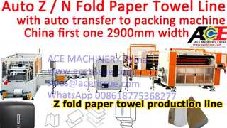 China Primeira linha de produção de toalhas de papel com dobra em Z totalmente automática de 2900 mm | Laminação + Transferência Automática t