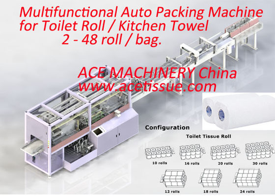 2-48 rolls Versatile Bath Tissue Roll Wrapping Machine Stable Performance And Easy Operation Tissue Paper Packing Machine