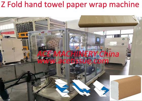 Máquina de embalagem de toalhas de papel entrelaçadas, com papel envolvente