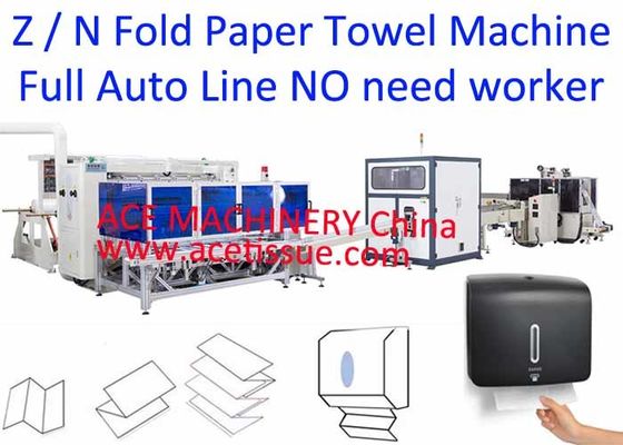 Linha de produção de papel automática completa de toalha de mão com auto transferência à embalagem