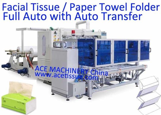 Máquina de alta velocidade da dobradura de toalha de papel com a auto máquina de transferência e de embalagem