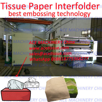Maquinaria facial automática do lenço de papel de Interfold da alta velocidade do projeto de Taiwan com aço à gravação de aço
